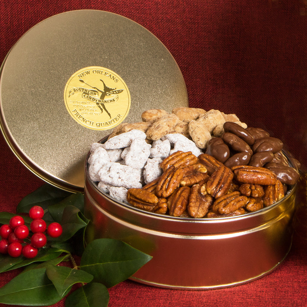 Pecan Gift Tin Southern Candymakers 504 523 5544